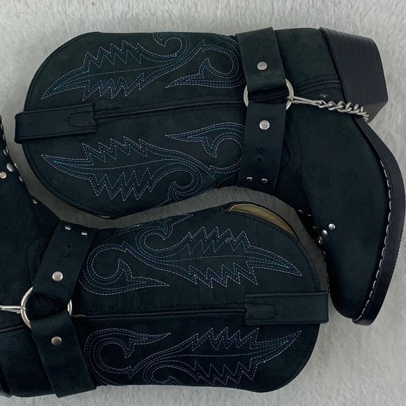 Smokey Mountain Embellished Black with Blue Cowgirl Boots Sz 13.5 - Picture 9 of 12
